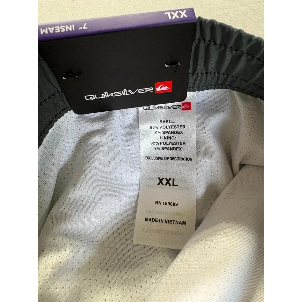 Quiksilver Mens Swim Trunks XXL Green Grey 7 Inseam Quick Dry Stretch QS001012